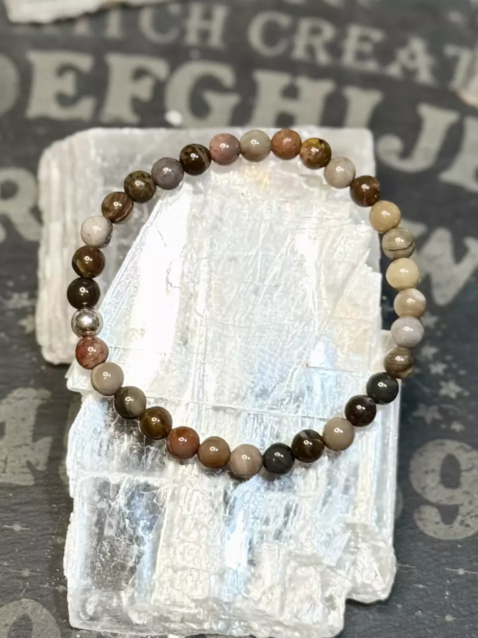 plant/African petrified wood bracelet 6 mm-0