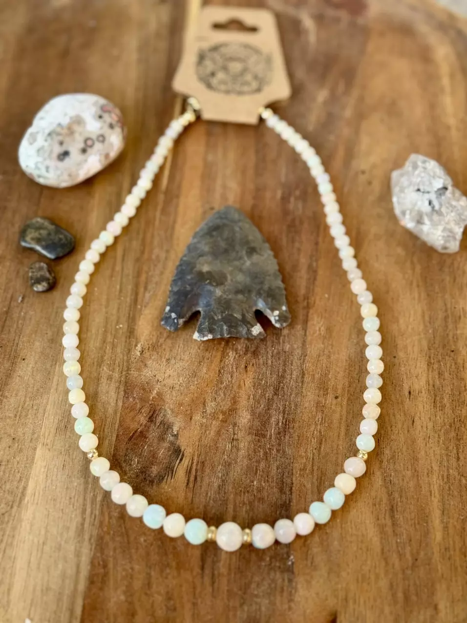 plant/ethiopian opal graduated necklace 17.5”-0