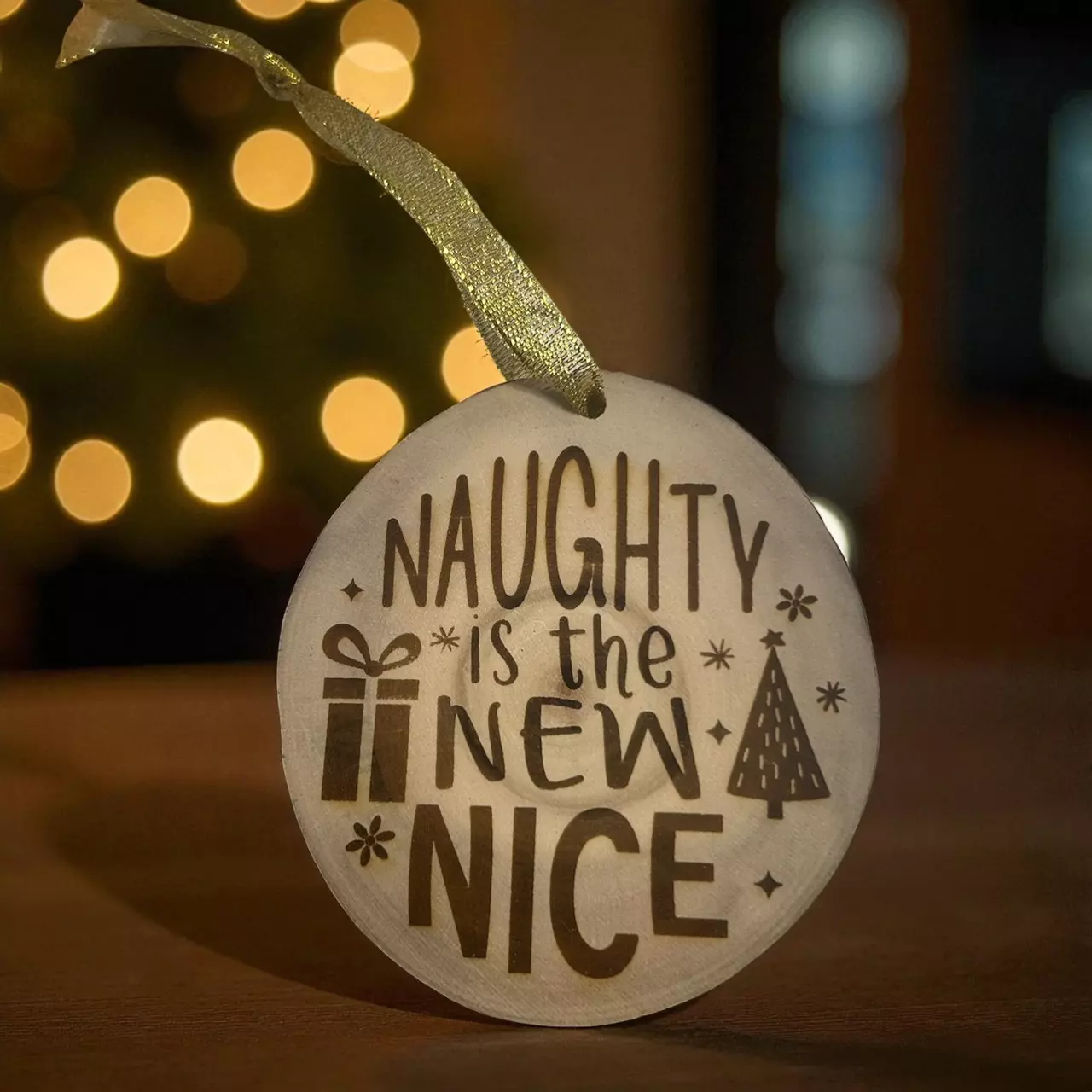 plant/Naughty is the New Nice Wood Cookie Ornament-0