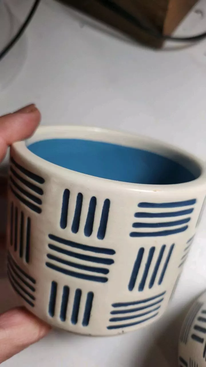 plant/white and blue design pot-Add-on only-1