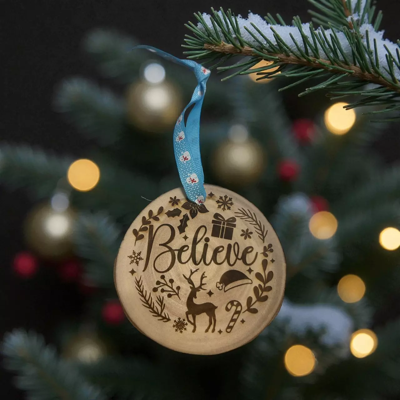 plant/Believe Wood Cookie Ornament-0
