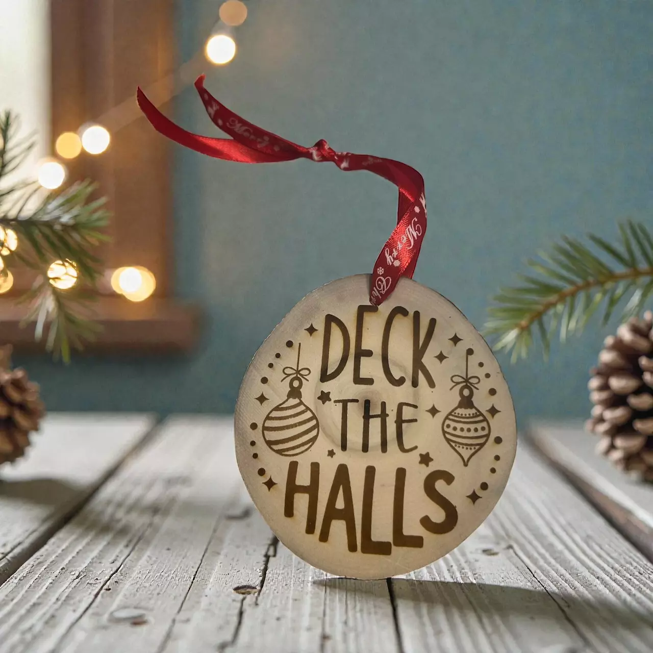 plant/Deck the Halls Wood Cookie Ornament-0