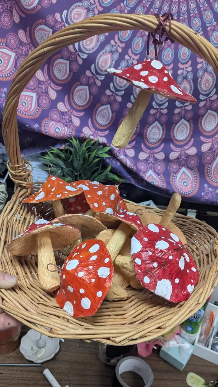 plant/Handmade mushroom Yule ornament-0