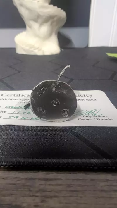 plant/Investment Casted Hand Poured .999 Silver Dragon-3-thumbnail