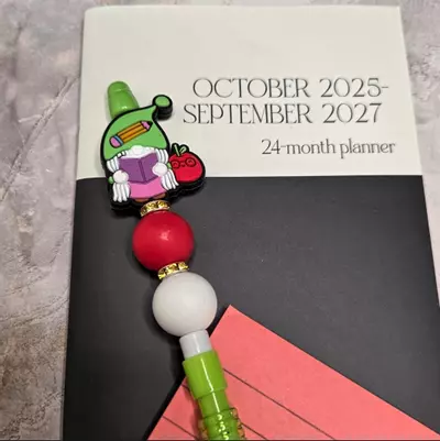 plant/Teacher Gnome Beaded Mechanical Pencil and Planner Set-2-thumbnail