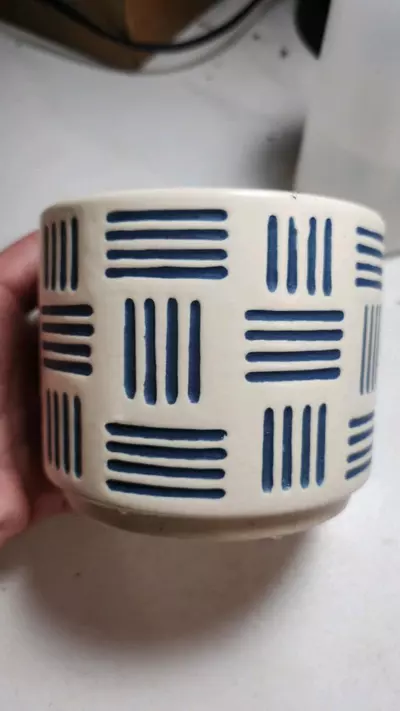 plant/white and blue design pot-Add-on only-0-thumbnail