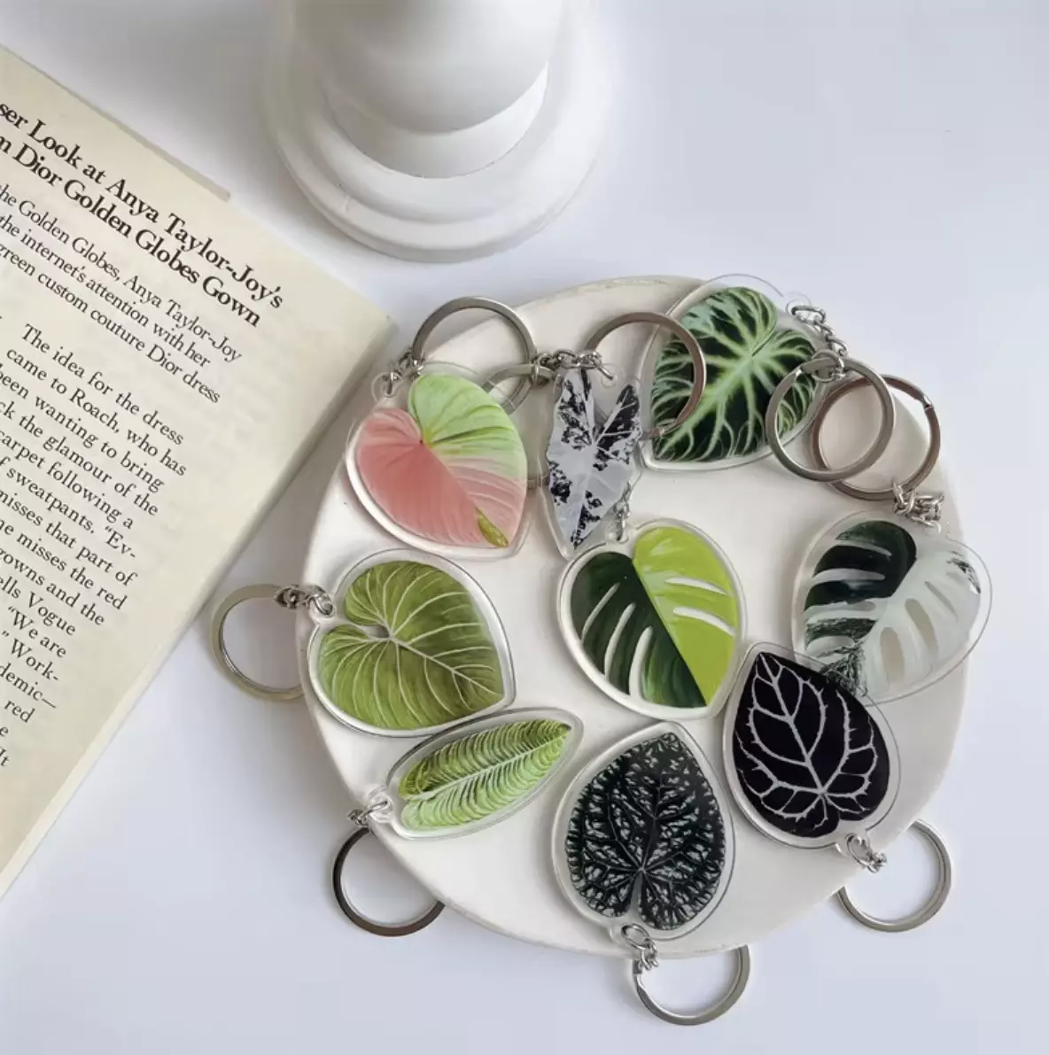 plant/Set of 8 Acrylic rare plant keychains-0