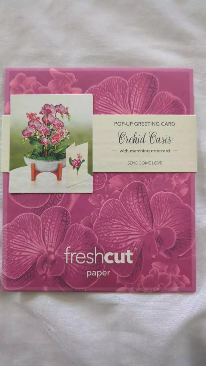 plant/Flower arrangements in a card! Pop-Up greeting card- "Orchid Oasis"-0