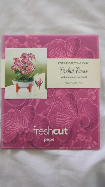 plant/Flower arrangements in a card! Pop-Up greeting card- "Orchid Oasis"-0-thumbnail
