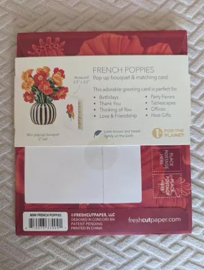 plant/Flower arrangements in a card! Pop-Up greeting card- "French Poppies"-1-thumbnail