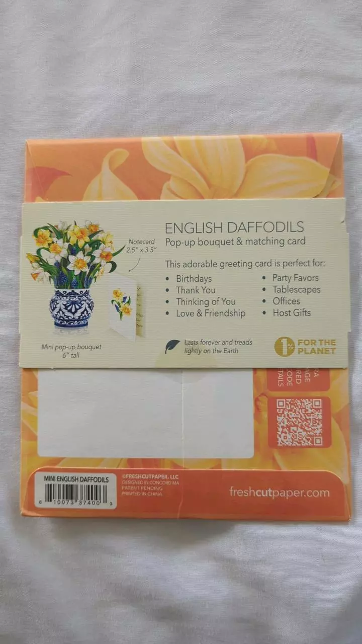 plant/Flower arrangements in a card! Pop-Up greeting card- "English Daffodils"-1