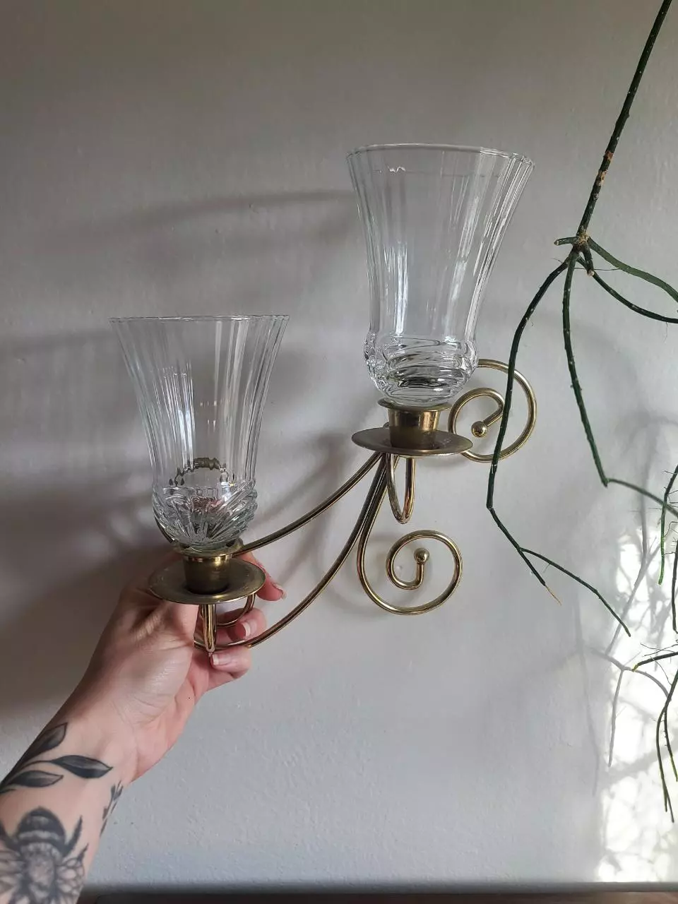 plant/Brass Plated Sconce-1