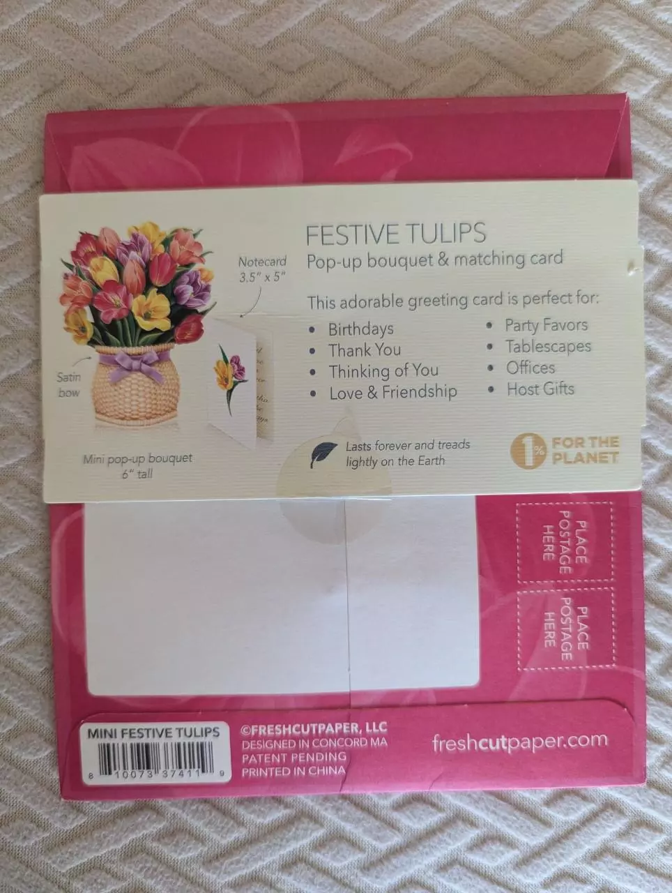 plant/Flower arrangements in a card! Pop-Up greeting card- "Festive Tulips"-1