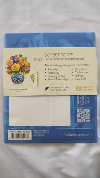 plant/Flower arrangements in a card! Pop-Up greeting card- "Sorbet Roses"-1-thumbnail