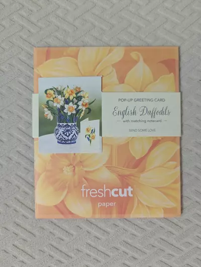 plant/Flower arrangements in a card! Pop-Up greeting card- "English Daffodils"-0-thumbnail