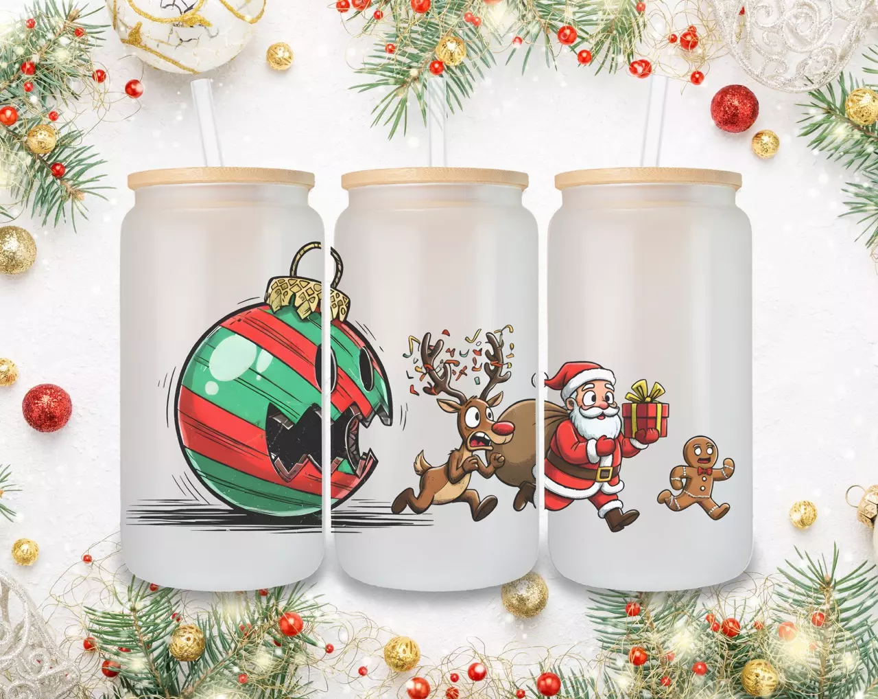 plant/Funny handmade Christmas cup with straw straw topper-0