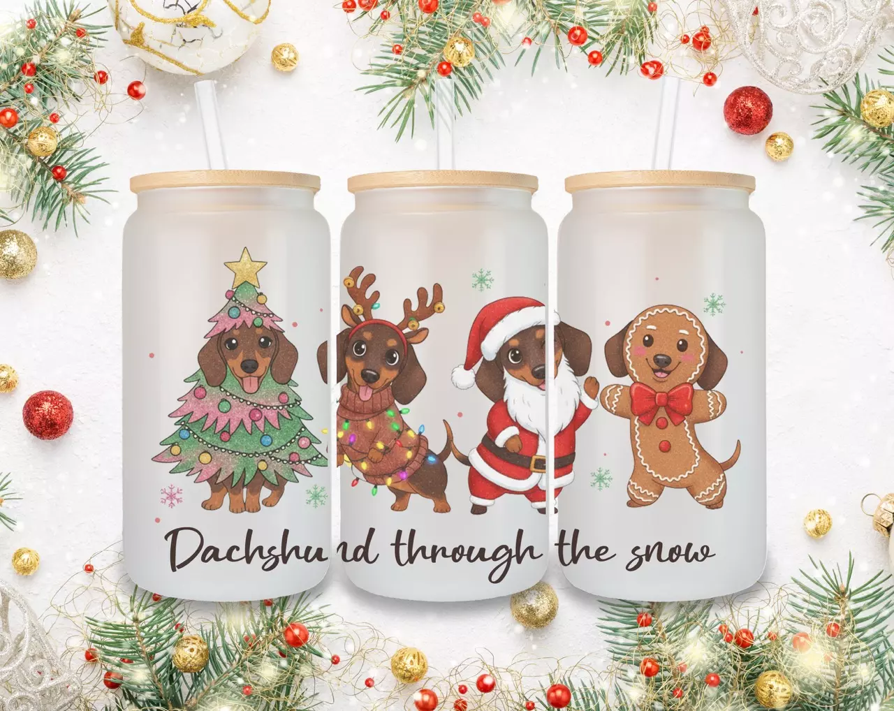 plant/Christmas Dash hound cup with straw straw topper-0