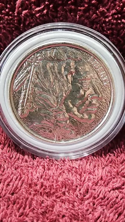 plant/1 ounce .999 Fine Silver Indian Head/Buffalo round.-0-thumbnail