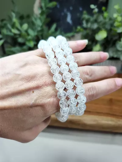 plant/Crackle Quartz bracelet 8mm 7"-0-thumbnail