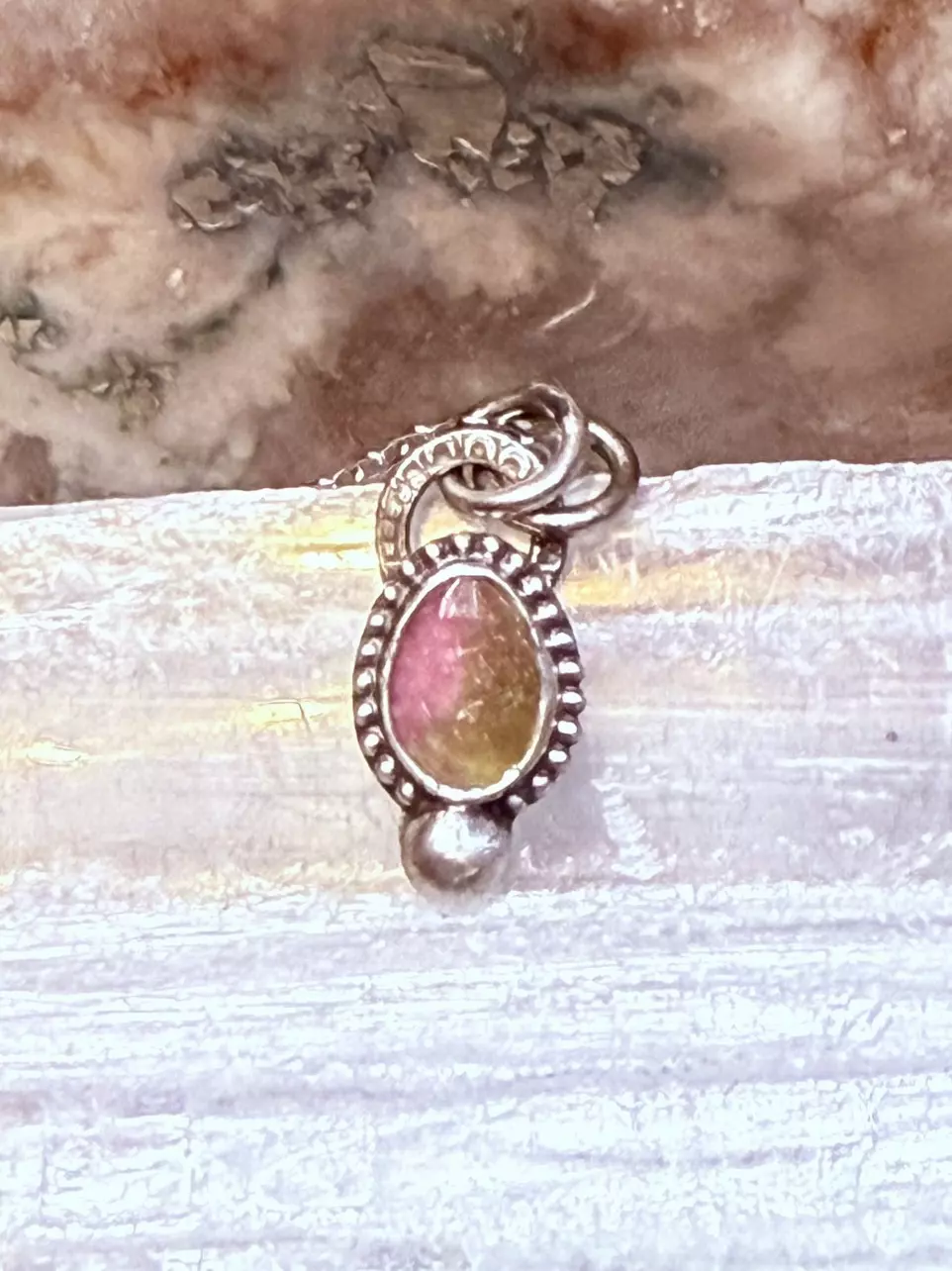 plant/Watermelon tourmaline pendant-0