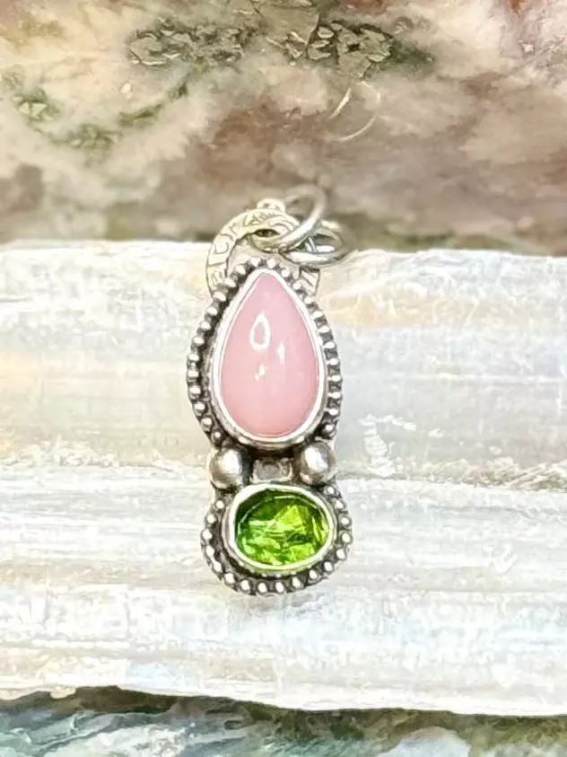 plant/Pink opal and diopside pendant-0