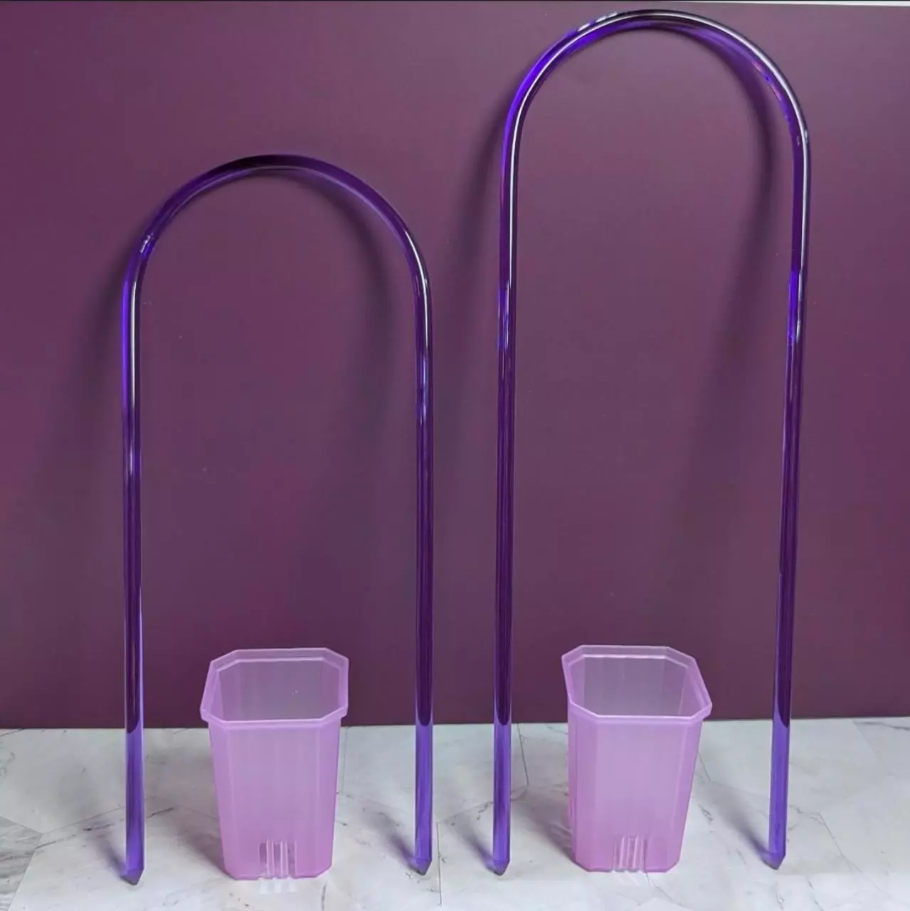 plant/5 pack - 12 inch purple acrylic trellis with pointy ends-0