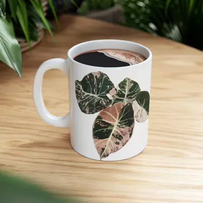 plant/Black Pink Velvet Alocasia Coffee Mug-0-thumbnail