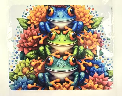 plant/Vibrant Frog & Flowers Mousepad – Handmade 7x9 (SHIPS FREE)-0-thumbnail