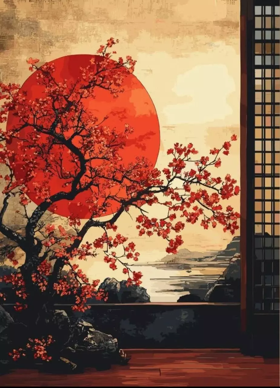 plant/Bonsai Backdrop morning Sun with Bonsai 8”x10” canvas-0