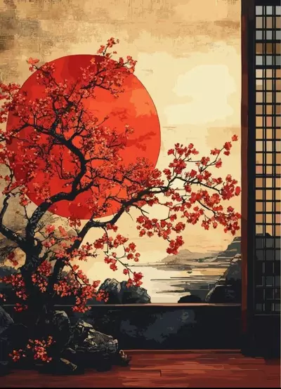 plant/Bonsai Backdrop morning Sun with Bonsai 8”x10” canvas-0-thumbnail