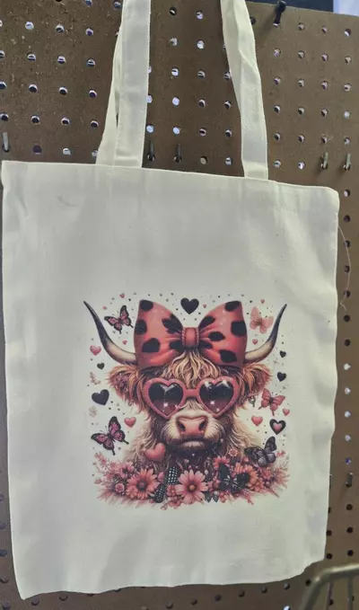 plant/Colorful Handmade Highland Cow Tote Bag-0-thumbnail