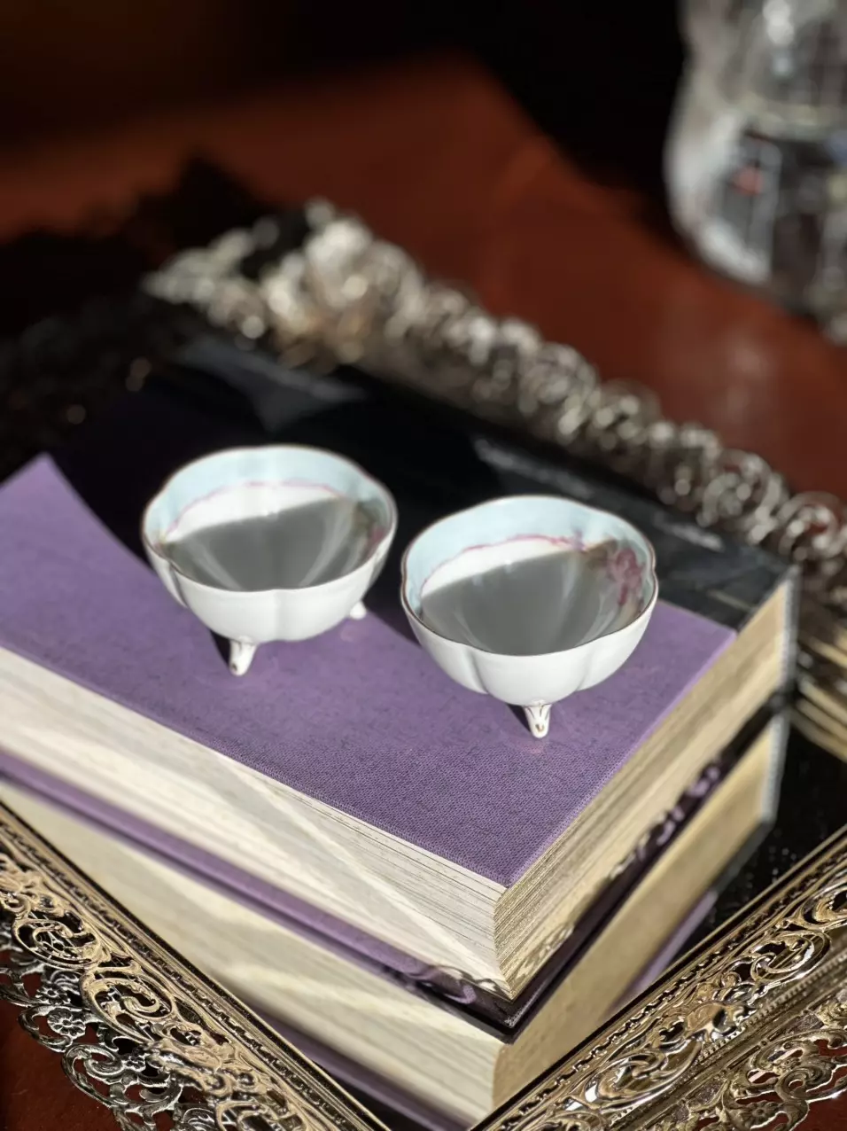 plant/Footed Floral Nut Bowls- marked Noritke made in Japan-1