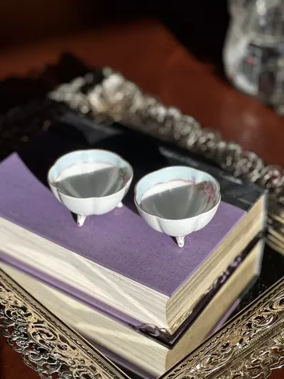 plant/Footed Floral Nut Bowls- marked Noritke made in Japan-1-thumbnail