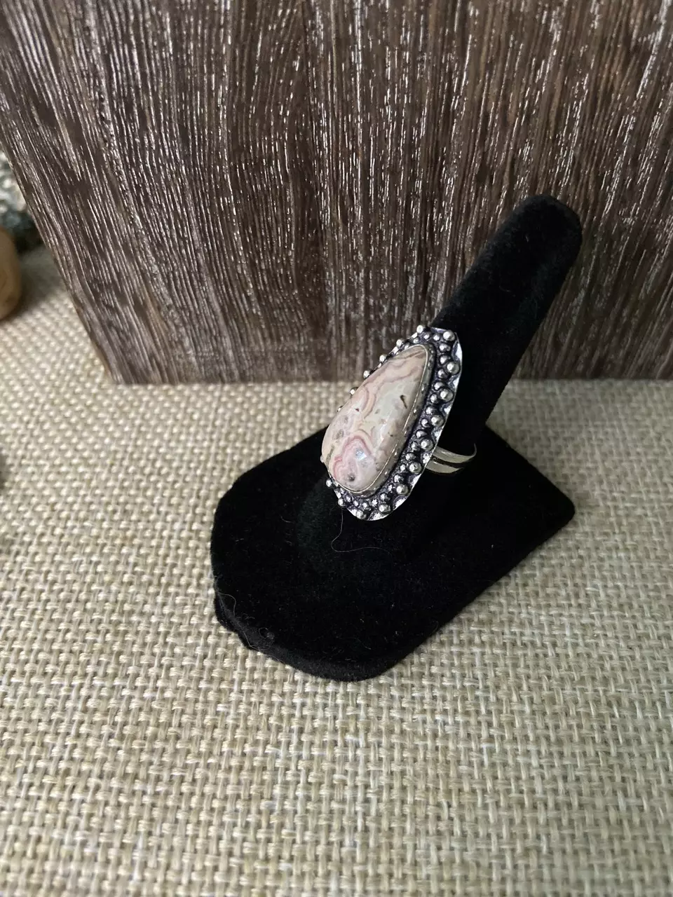 plant/Elegant Birds Eye Agate Teardrop Ring Size 8-1