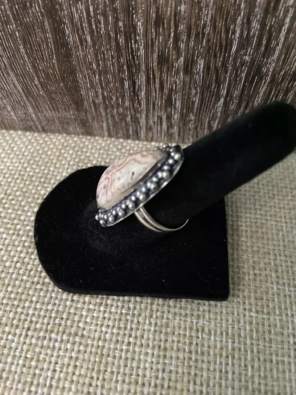 plant/Elegant Birds Eye Agate Teardrop Ring Size 8-2