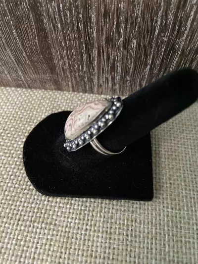 plant/Elegant Birds Eye Agate Teardrop Ring Size 8-2-thumbnail