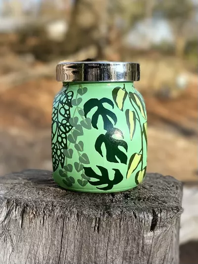 plant/Hand painted prop jar/or trinket jar/ with lid-3-thumbnail