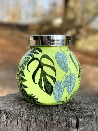 plant/Hand painted prop jar/trinket jar/ with lid-2-thumbnail