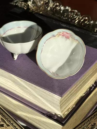 plant/Footed Floral Nut Bowls- marked Noritke made in Japan-0-thumbnail