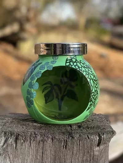 plant/Hand painted prop jar/or trinket jar/ with lid-0-thumbnail