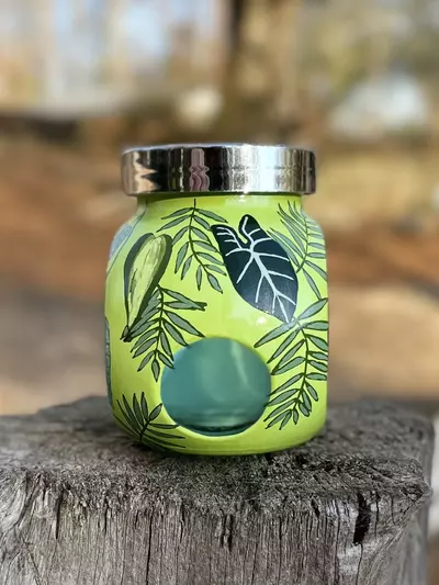 plant/Hand painted prop jar/trinket jar/ with lid-3-thumbnail