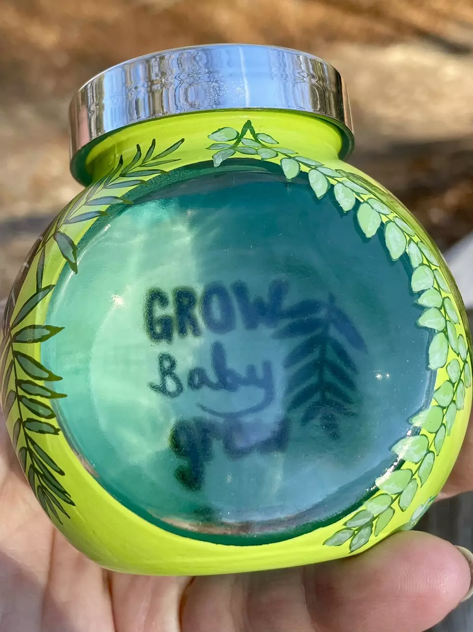 plant/Hand painted prop jar/trinket jar/ with lid-4