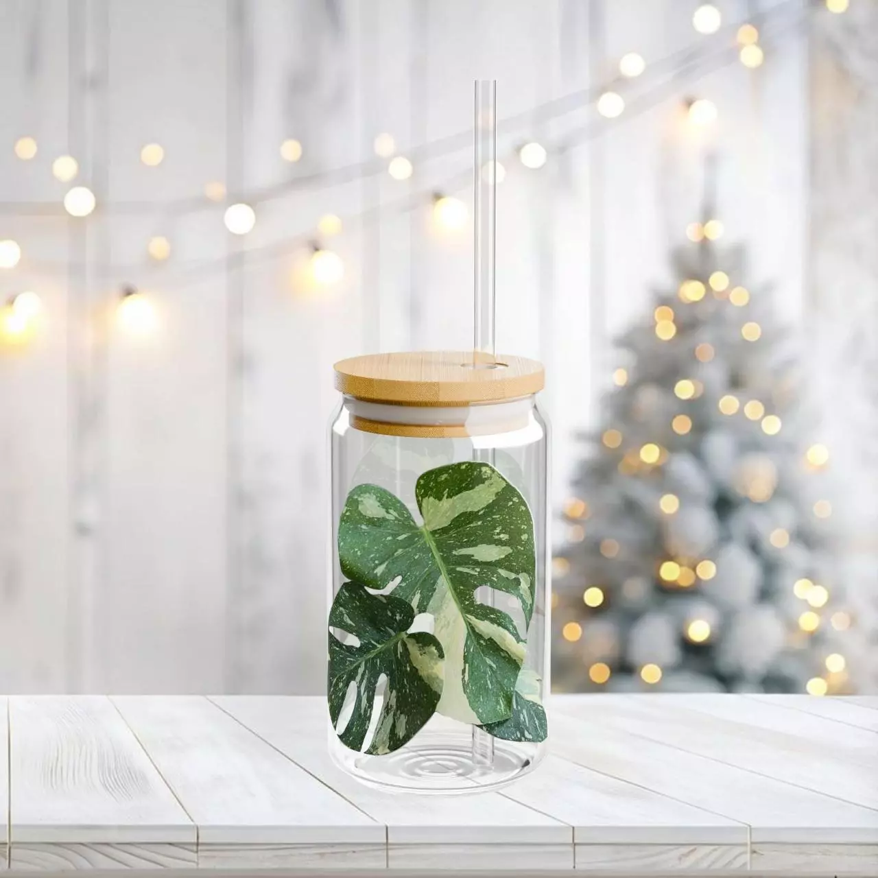 plant/'Thai Constellation Monstera' Glass Sipper-0