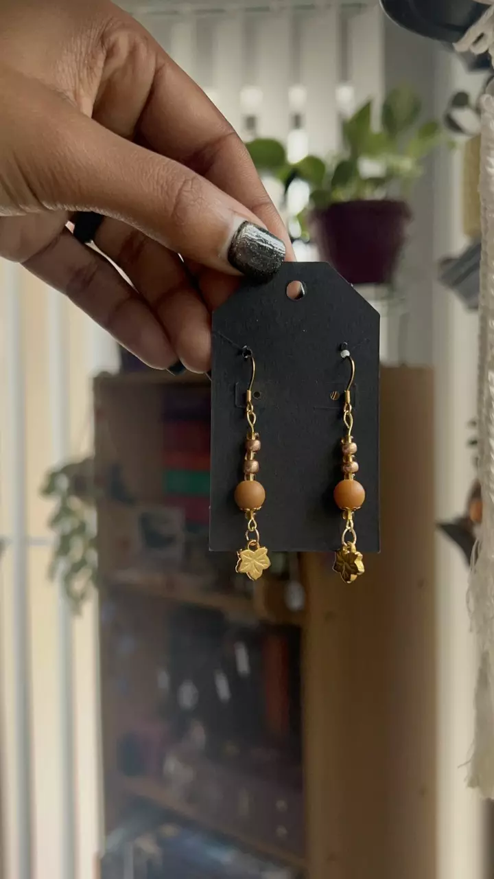 plant/Gold Fall Earrings-0