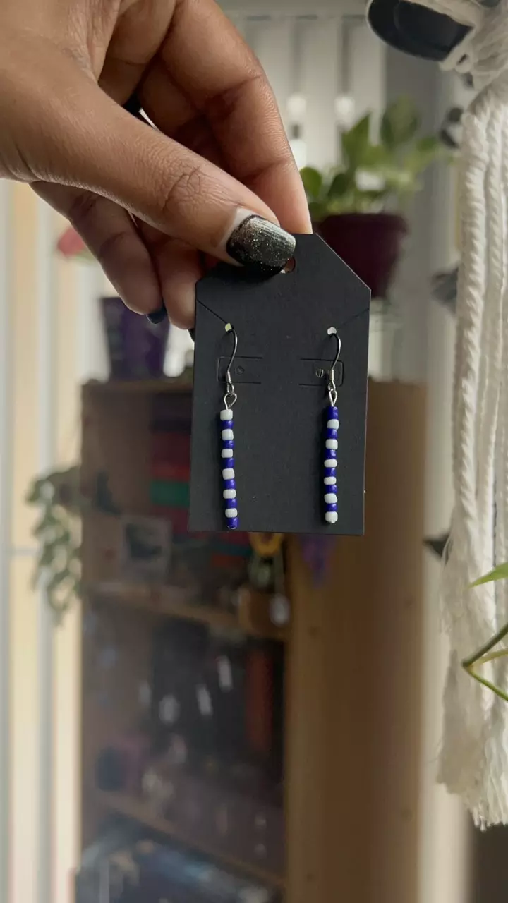 plant/Blue Beaded Earrings-0
