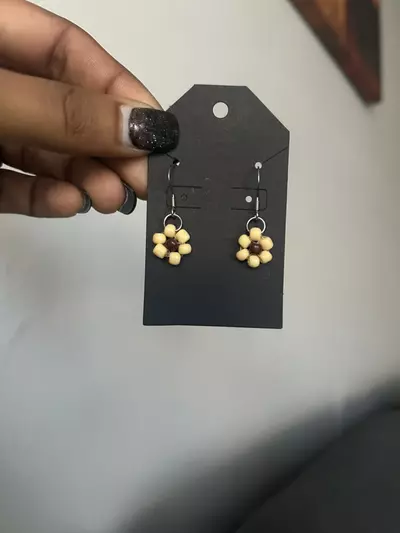 plant/Sunflower Beaded Earrings-0-thumbnail