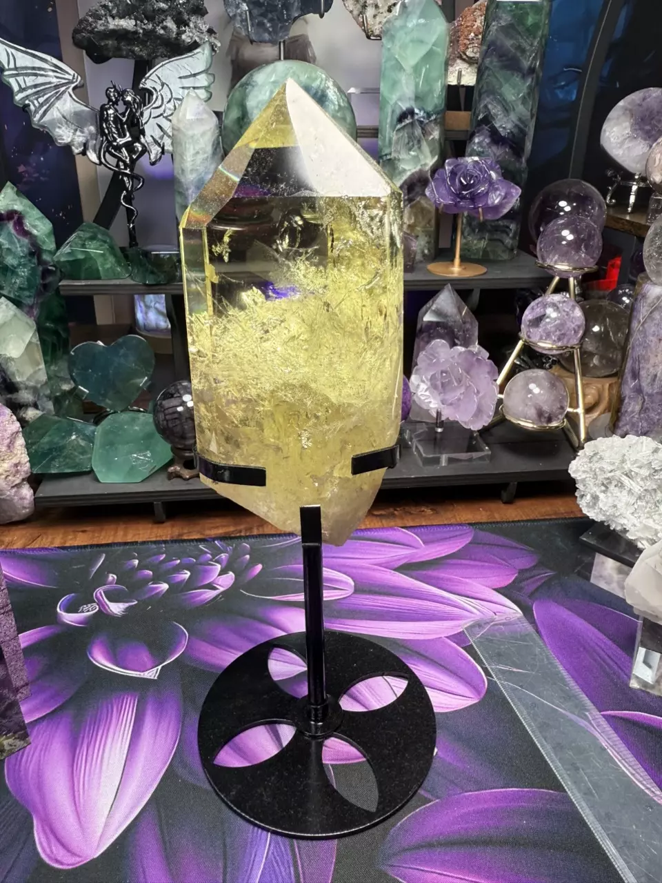 plant/Citrine point quartz w/custom holder-0