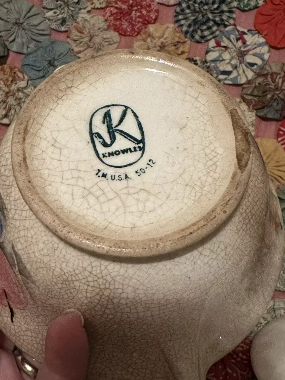 plant/Knowles Heavily Crazed Lidded Sugar Bowl-1