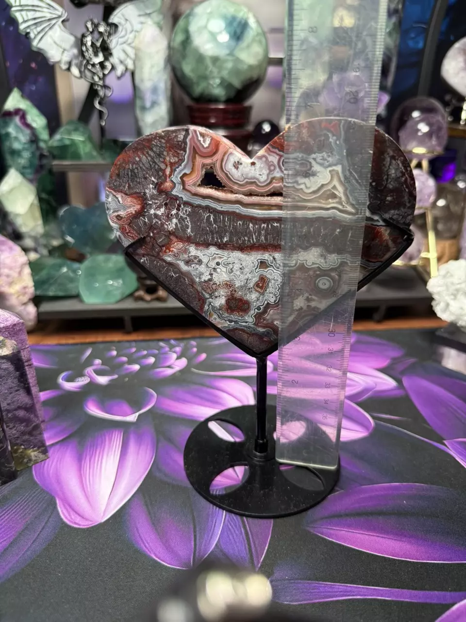 plant/Crazy Lace Agate heart with custom stand-3