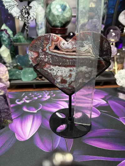 plant/Crazy Lace Agate heart with custom stand-3-thumbnail